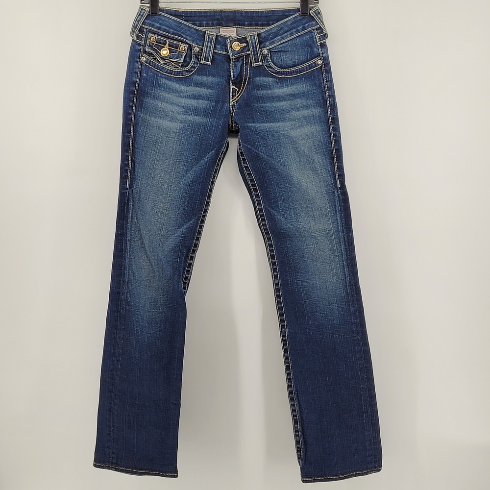 True Religion Disco Billy Big T Jeans Womens 27 Blue‎ Low Rise Straight Leg - Picture 6 of 7
